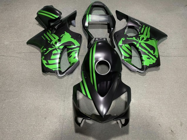 Matte Black & Green Skull 2001-2003 CBR600 F4i Motorcycle Fairing