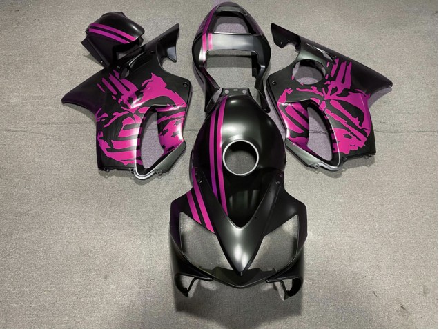 Matte Black & Pink Skull 2001-2003 CBR600 F4i Motorcycle Fairing