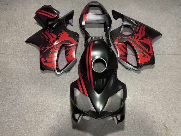 Matte Black & Red Skull 2001-2003 CBR600 F4i Motorcycle Fairing