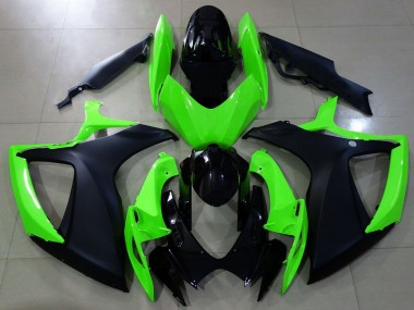 Matte Black and Green 2006-2007 GSXR 600-750 Motorcycle Fairing