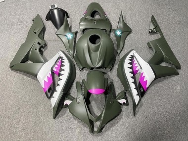 Matte Green & Pink Shark 2007-2008 CBR600RR Motorcycle Fairing