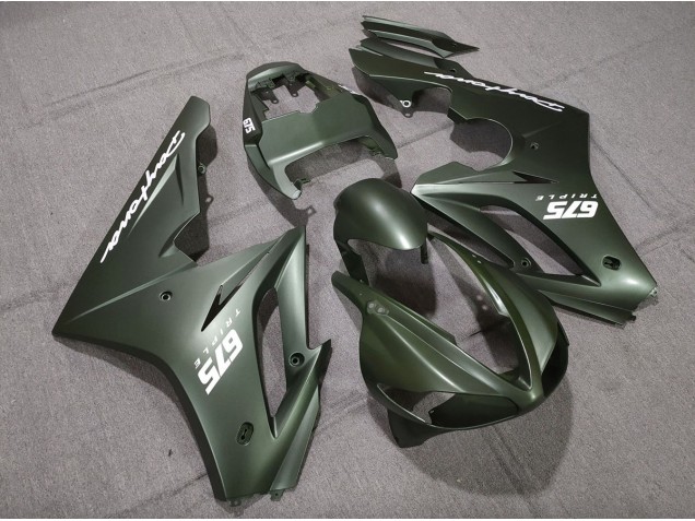 Matte Green White 2009-2012 Daytona 675 Motorcycle Fairing