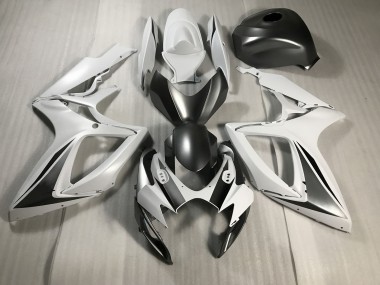 Matte White and Grey 2006-2007 GSXR 600-750 Motorcycle Fairing