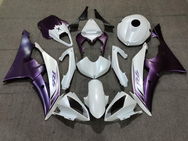 Matte White and Purple 2008-2016 R6 Motorcycle Fairing