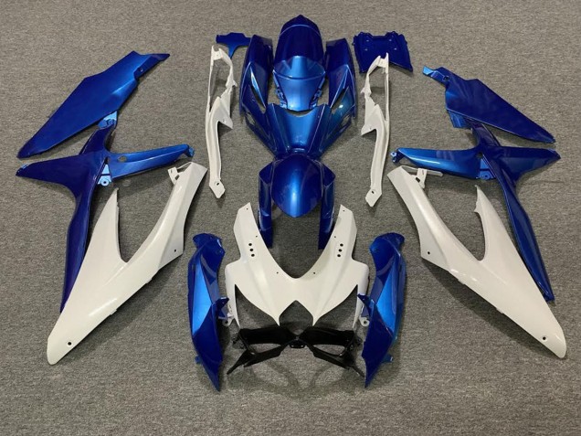 Pearl Blue and White 2008-2010 GSXR 600-750 Motorcycle Fairing