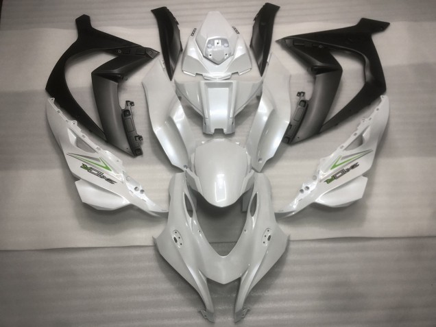 Pearl White and Green 2016-2019 ZX10R Motorcycle Fairing