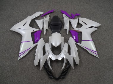 Pearl White and Purple 2011-2024 GSXR 600-750 Motorcycle Fairing