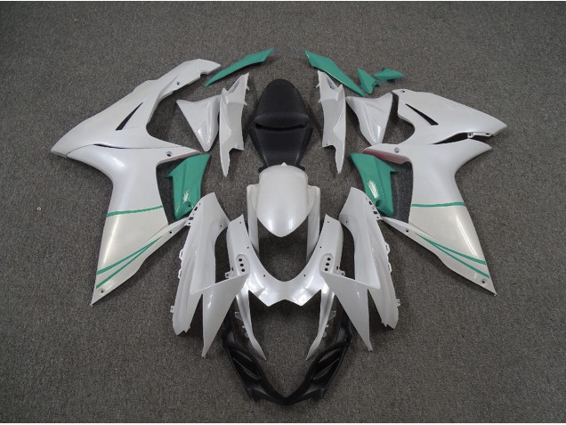 Pearl White and T Blue 2011-2024 GSXR 600-750 Motorcycle Fairing