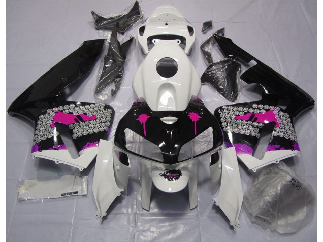 Pink Splatter on Gloss Black 2005-2006 CBR600RR Motorcycle Fairing