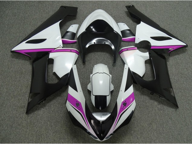 Pink White and Black 2005-2006 ZX6R Motorcycle Fairing