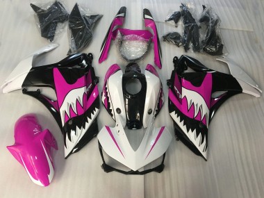 Pink and White Shark 2015-2018 R3 Motorcycle Fairing