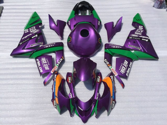 Purple and Green Trickstar 2004-2005 ZX10R Motorcycle Fairing
