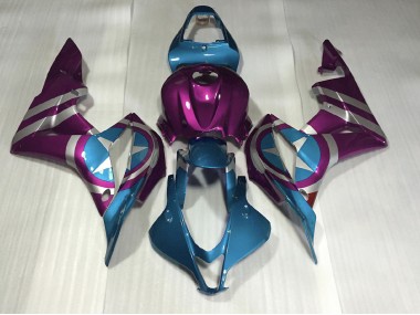 Purple and Light Blue Captain America 2007-2008 CBR600RR Motorcycle Fairing
