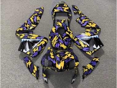 Purple and Yellow Camo 2003-2004 CBR600RR Motorcycle Fairing