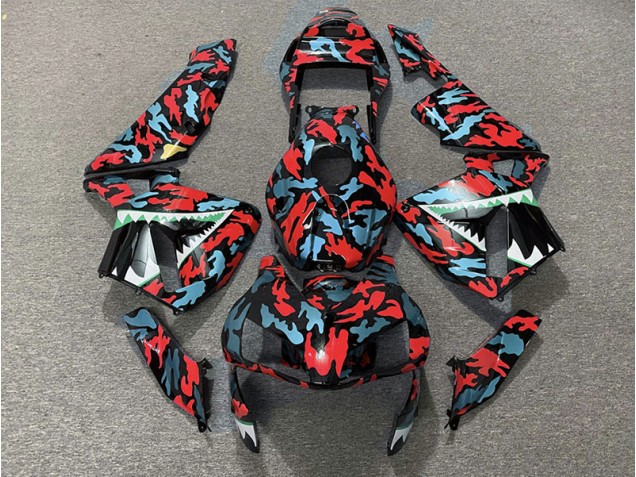 Red and Blue Camo 2003-2004 CBR600RR Motorcycle Fairing