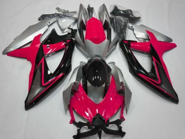 Red and Silver 2008-2010 GSXR 600-750 Motorcycle Fairing