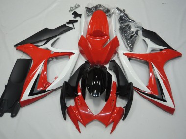 Red and White 2006-2007 GSXR 600-750 Motorcycle Fairing