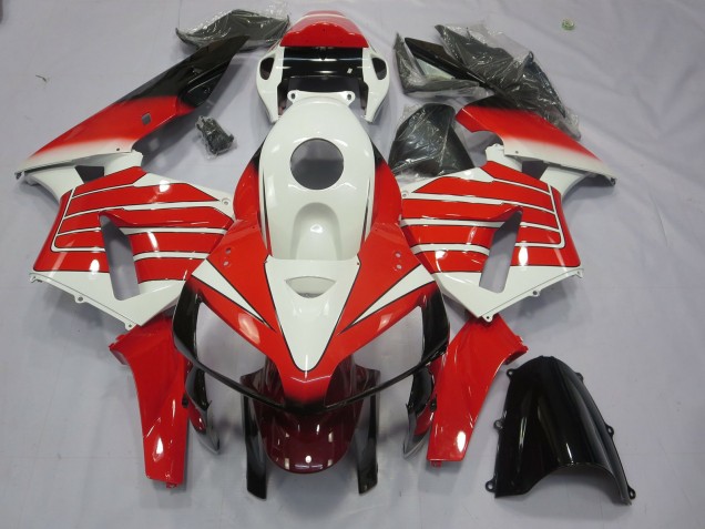 Red and White Large Stripe 2005-2006 CBR600RR Motorcycle Fairing