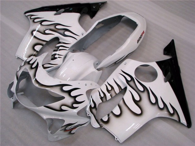 White and Black Flames 1999-2000 CBR600 F4 Motorcycle Fairing White and Black Flames 1999-2000 CBR600 F4 Motorcycle Fairing