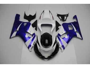 White and Blue 2001-2003 GSXR 600-750 Motorcycle Fairing