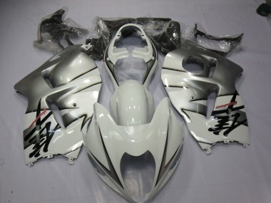 White and Silver 1997-2007 GSXR 1300 Hayabusa Motorcycle Fairing