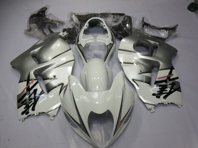 White and Silver 1997-2007 GSXR 1300 Hayabusa Motorcycle Fairing