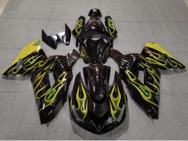 Yellow Flame 2006-2011 ZX14R Motorcycle Fairing