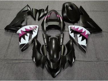 Matte Black and Pink Shark 2004-2005 ZX10R Motorcycle Fairing