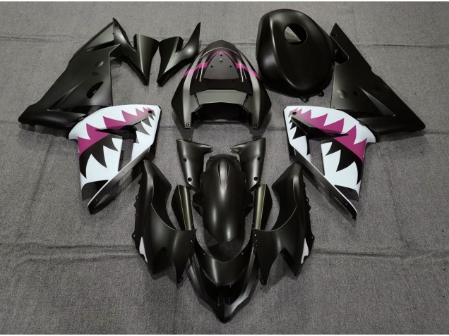 Matte Black and Pink Shark 2004-2005 ZX10R Motorcycle Fairing